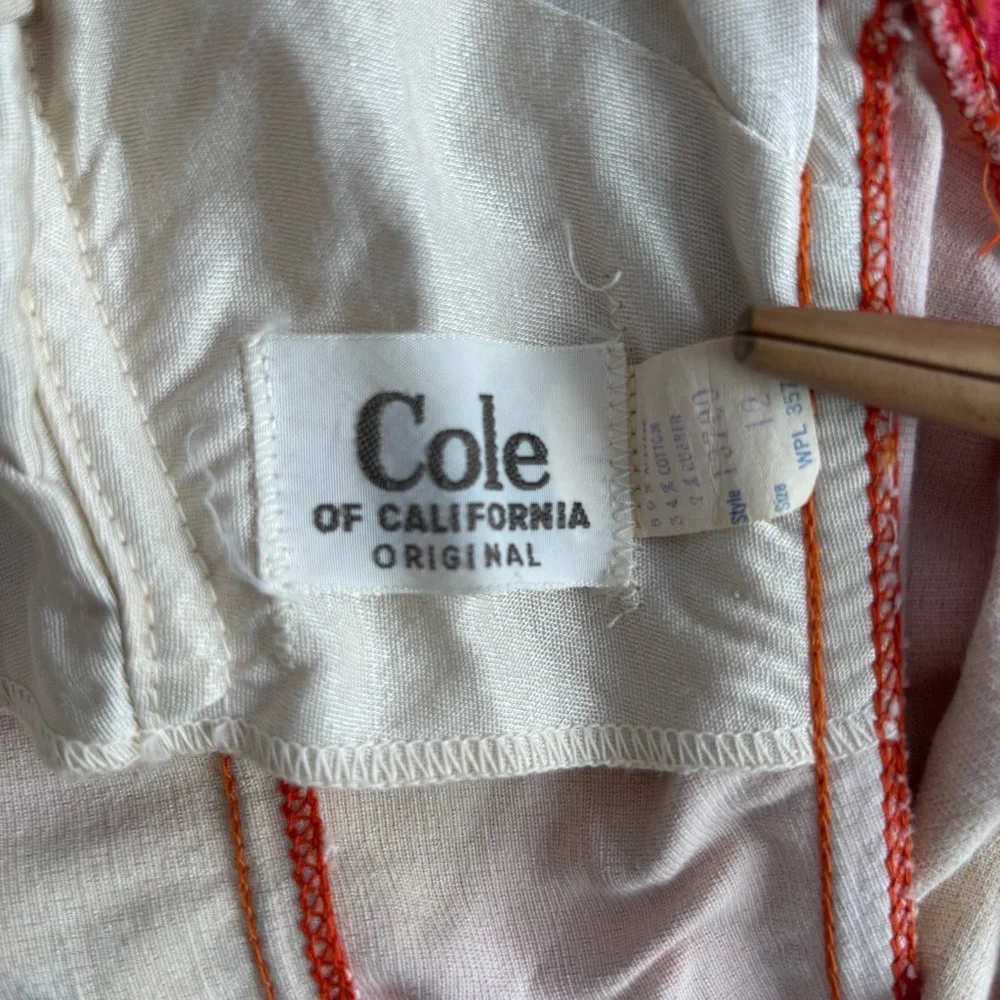 Vintage 1950s COLE of CALIFORNIA Pink, Orange & Gold Floral Ruched Bathing Suit - Picture 11 of 16